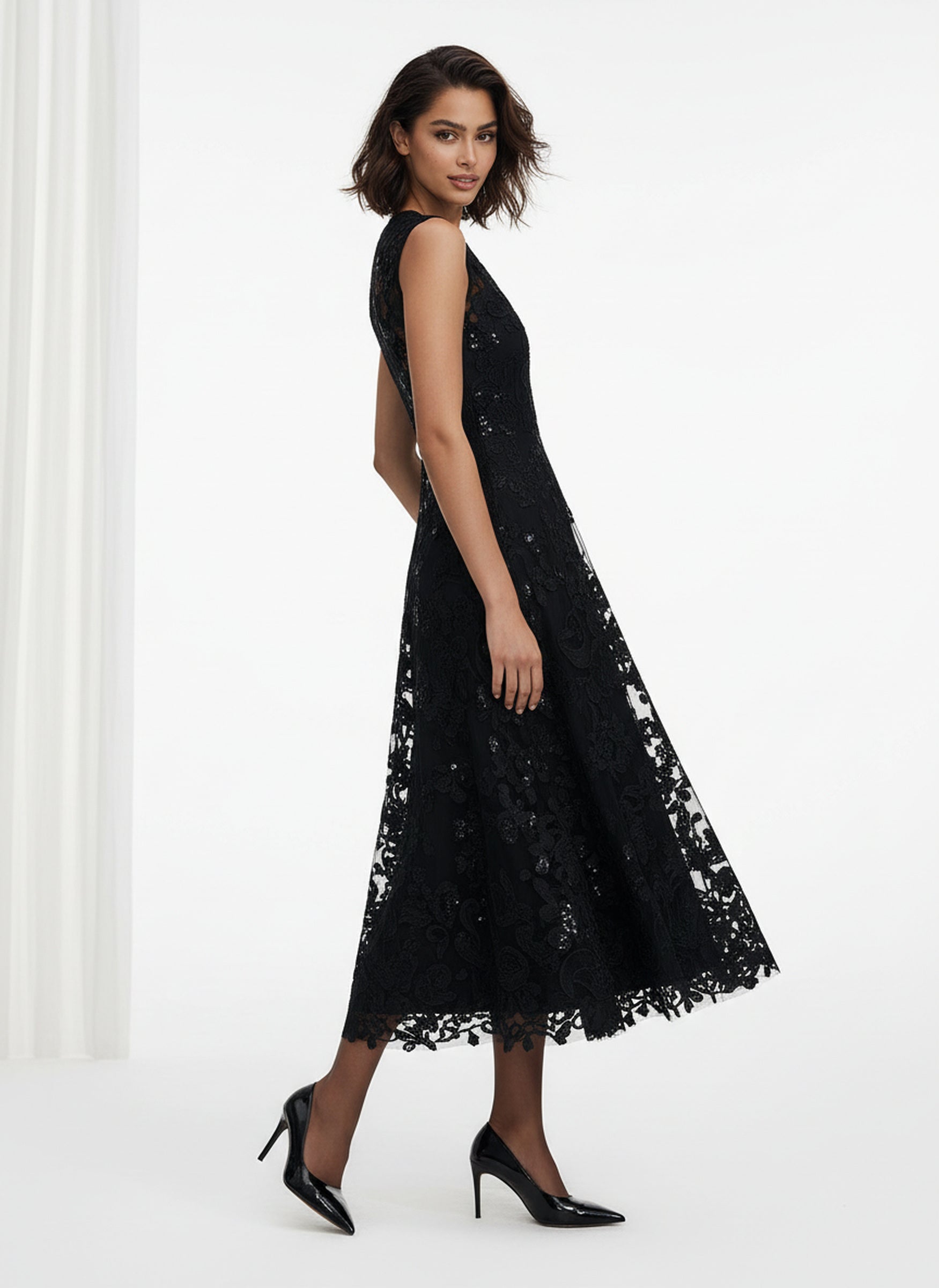 V&LOVE Sleeveless Crew-Neck Lace Dress — view 3