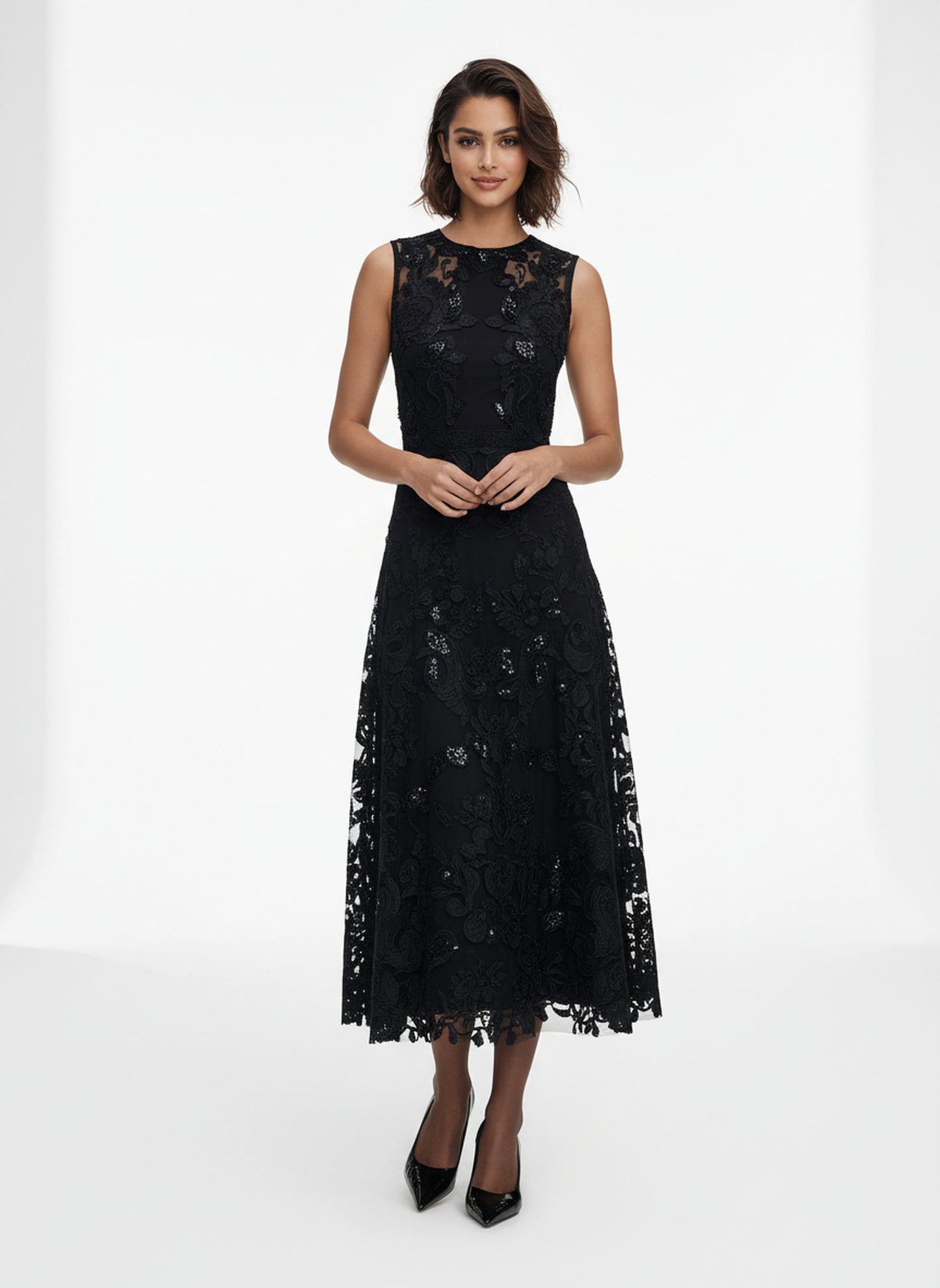 V&LOVE Sleeveless Crew-Neck Lace Dress — view 4