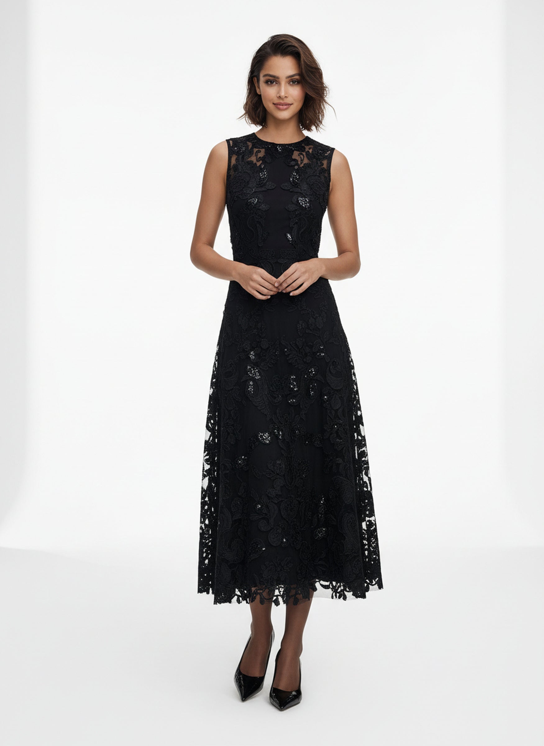 V&LOVE Sleeveless Crew-Neck Lace Dress — view 4
