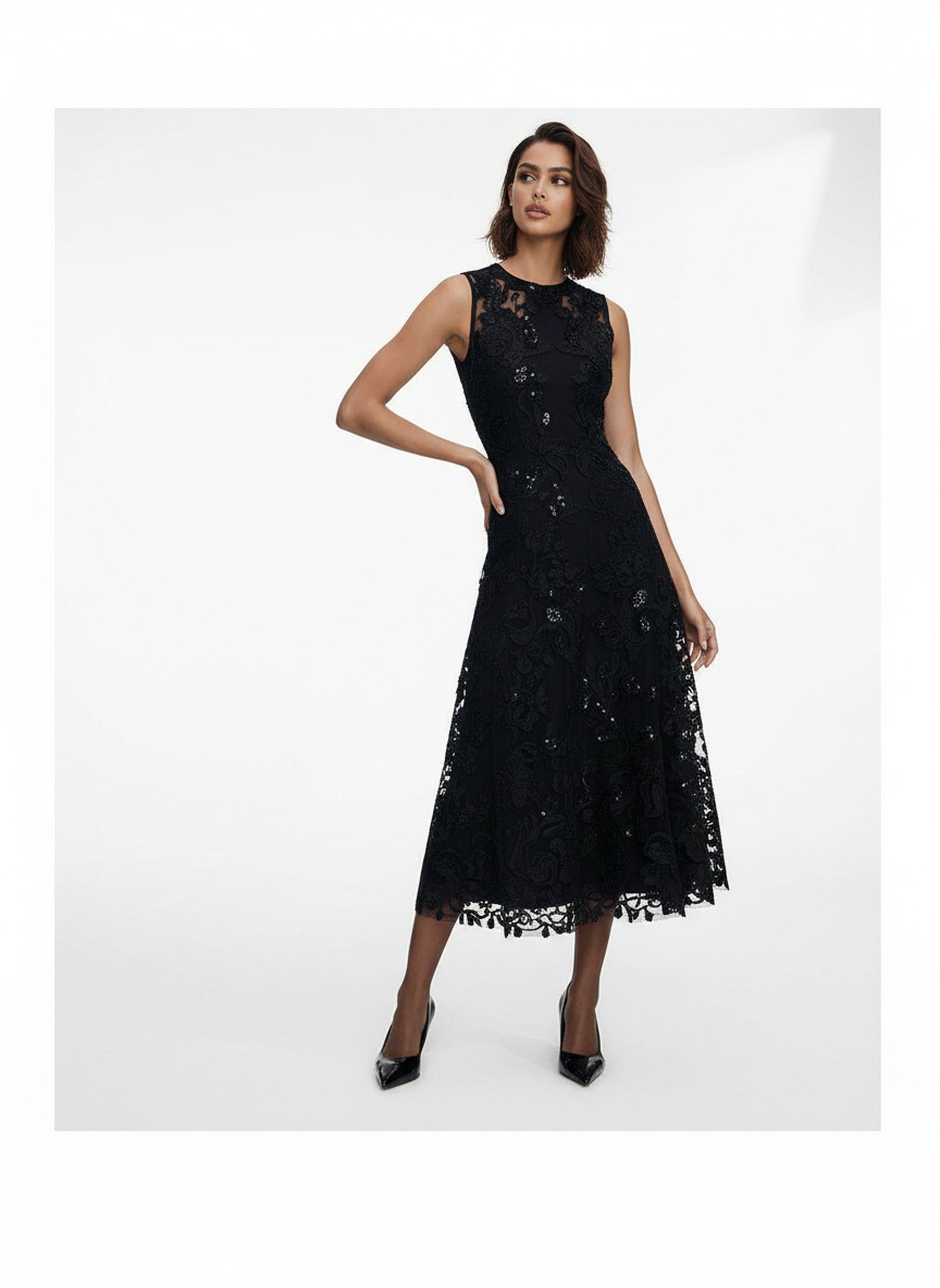 V&LOVE Sleeveless Crew-Neck Lace Dress — view 5