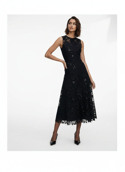 V&LOVE Sleeveless Crew-Neck Lace Dress — view 5