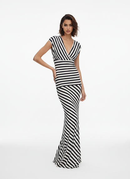 V&LOVE Striped Deep V-Neck Dress — view 2