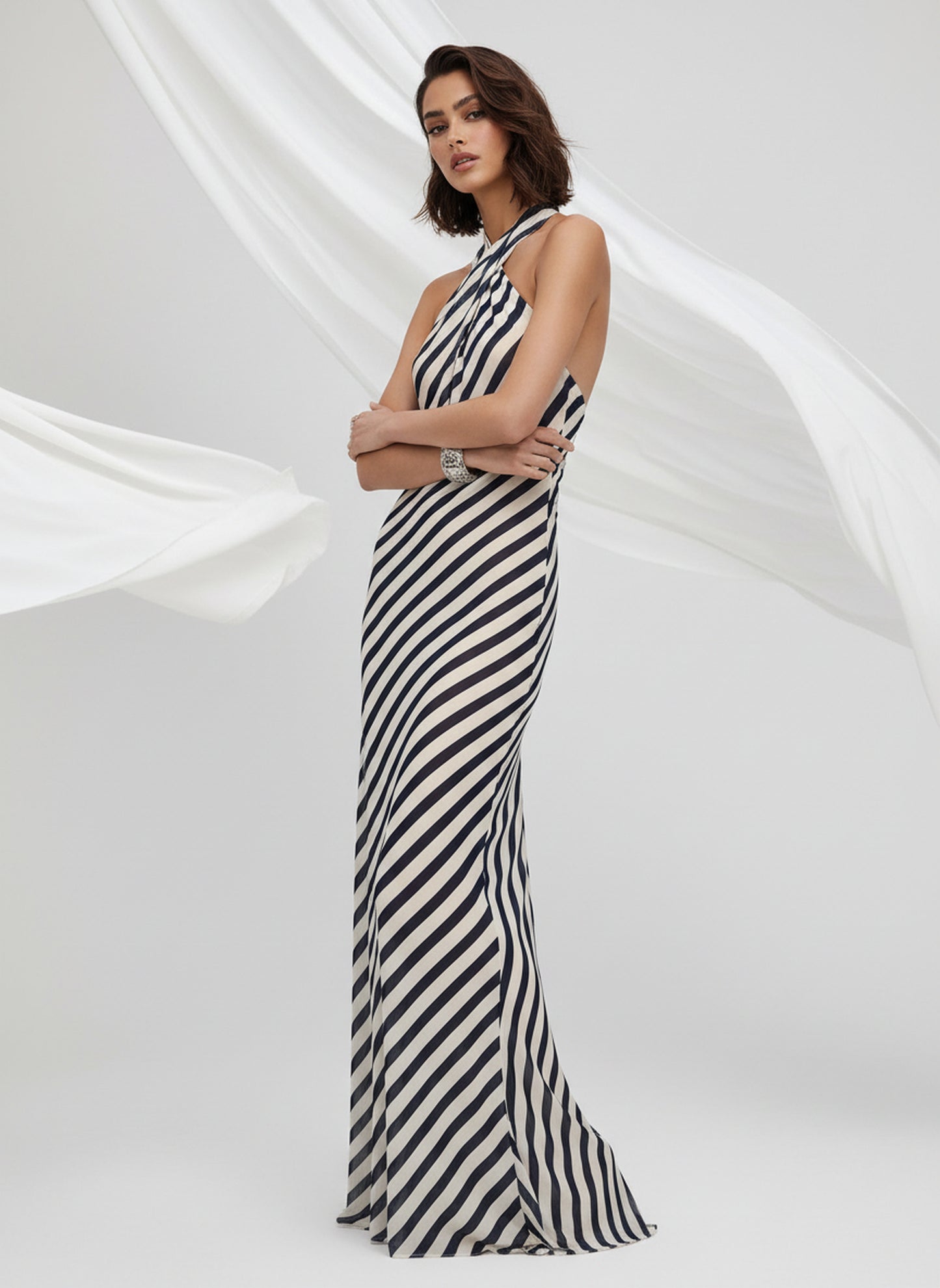 V&LOVE Striped Halter Dress — view 2