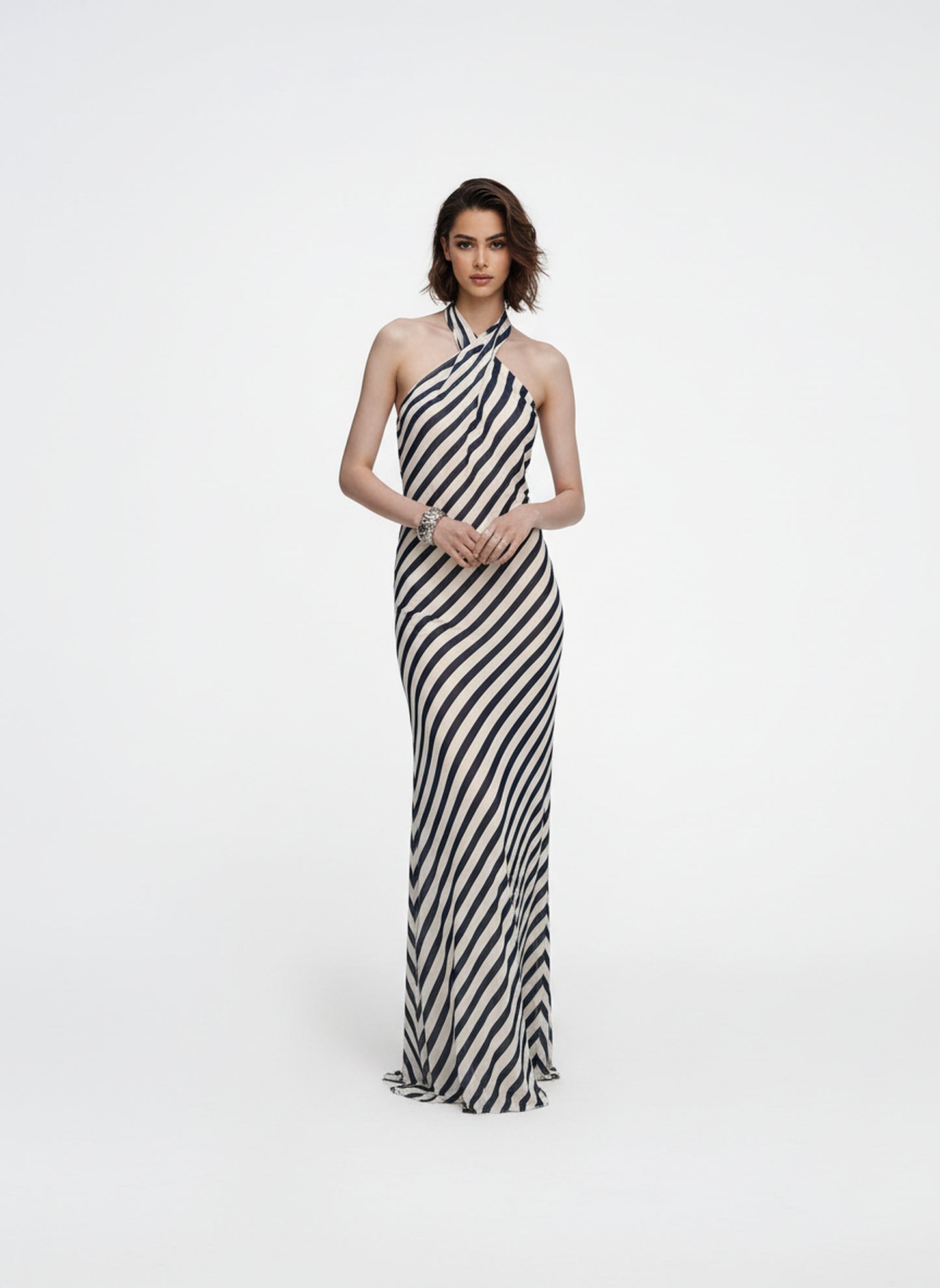 V&LOVE Striped Halter Dress — view 3