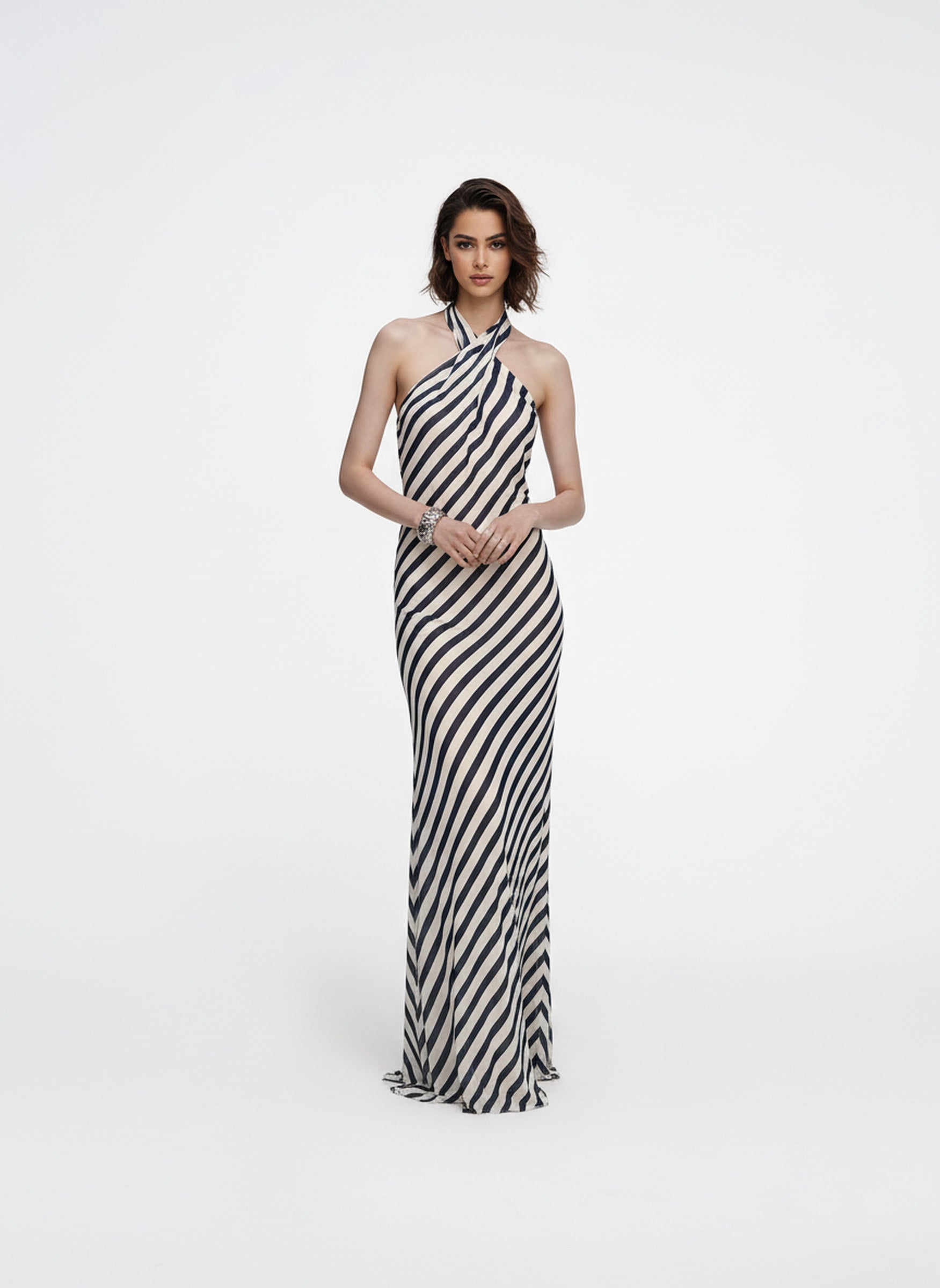 V&LOVE Striped Halter Dress — view 3