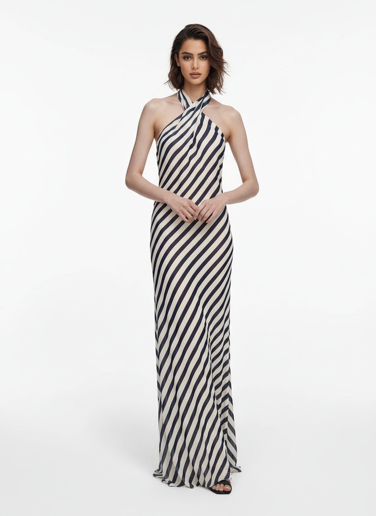 V&LOVE Striped Halter Dress — view 4