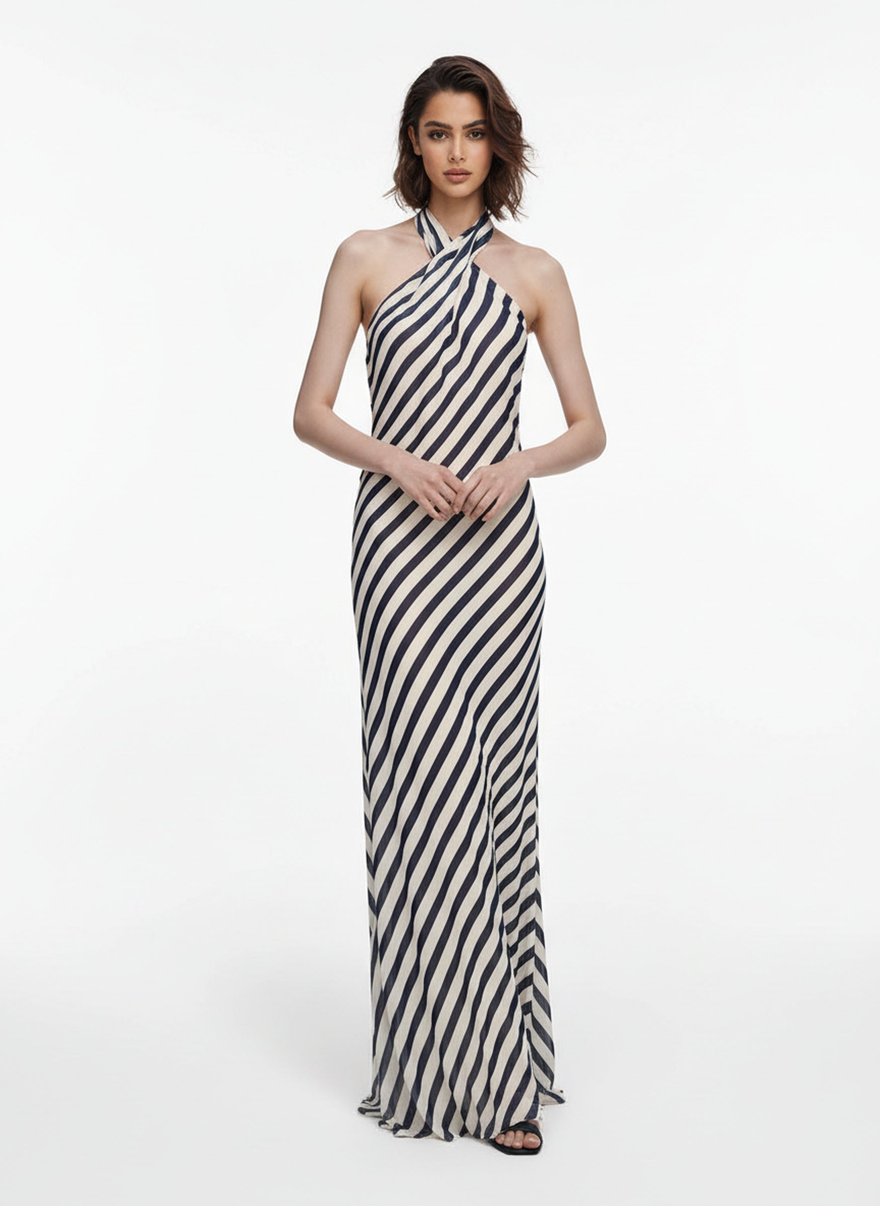 V&LOVE Striped Halter Dress — view 4