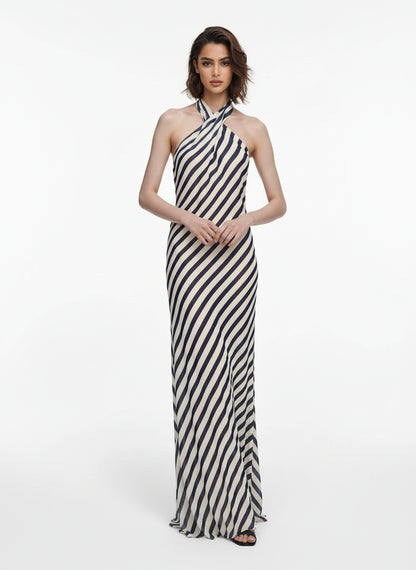 V&LOVE Striped Halter Dress — view 4
