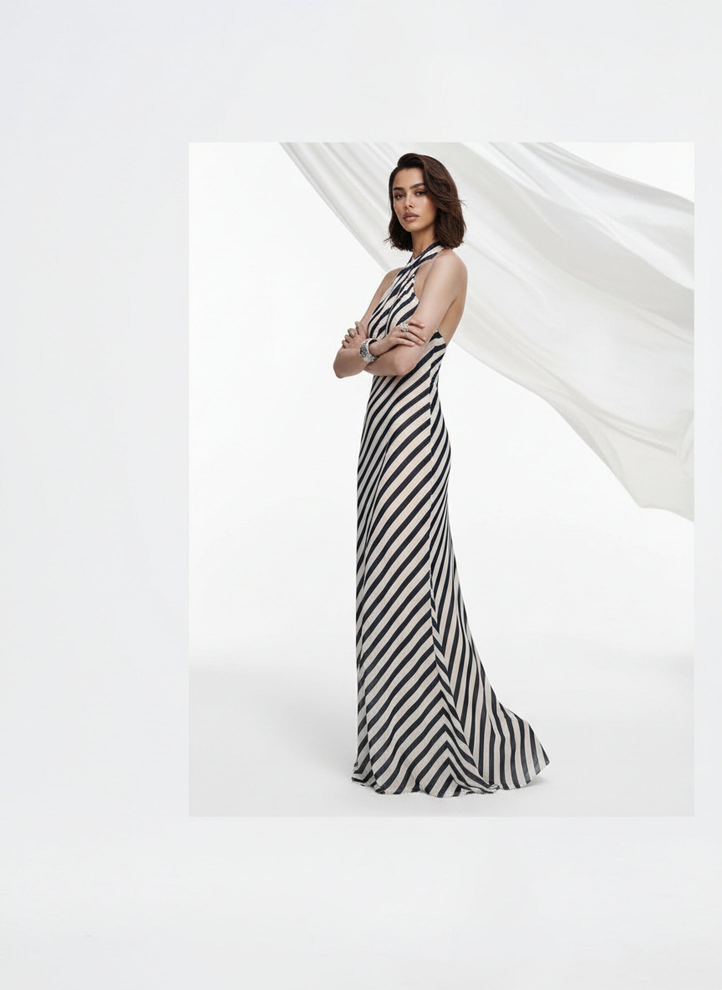V&LOVE Striped Halter Dress — view 5