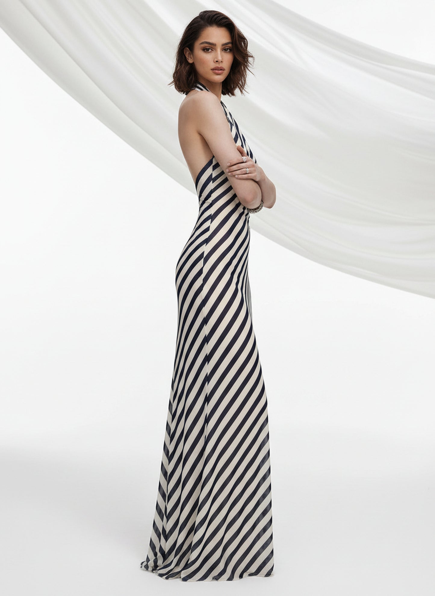 V&LOVE Striped Halter Dress — view 6
