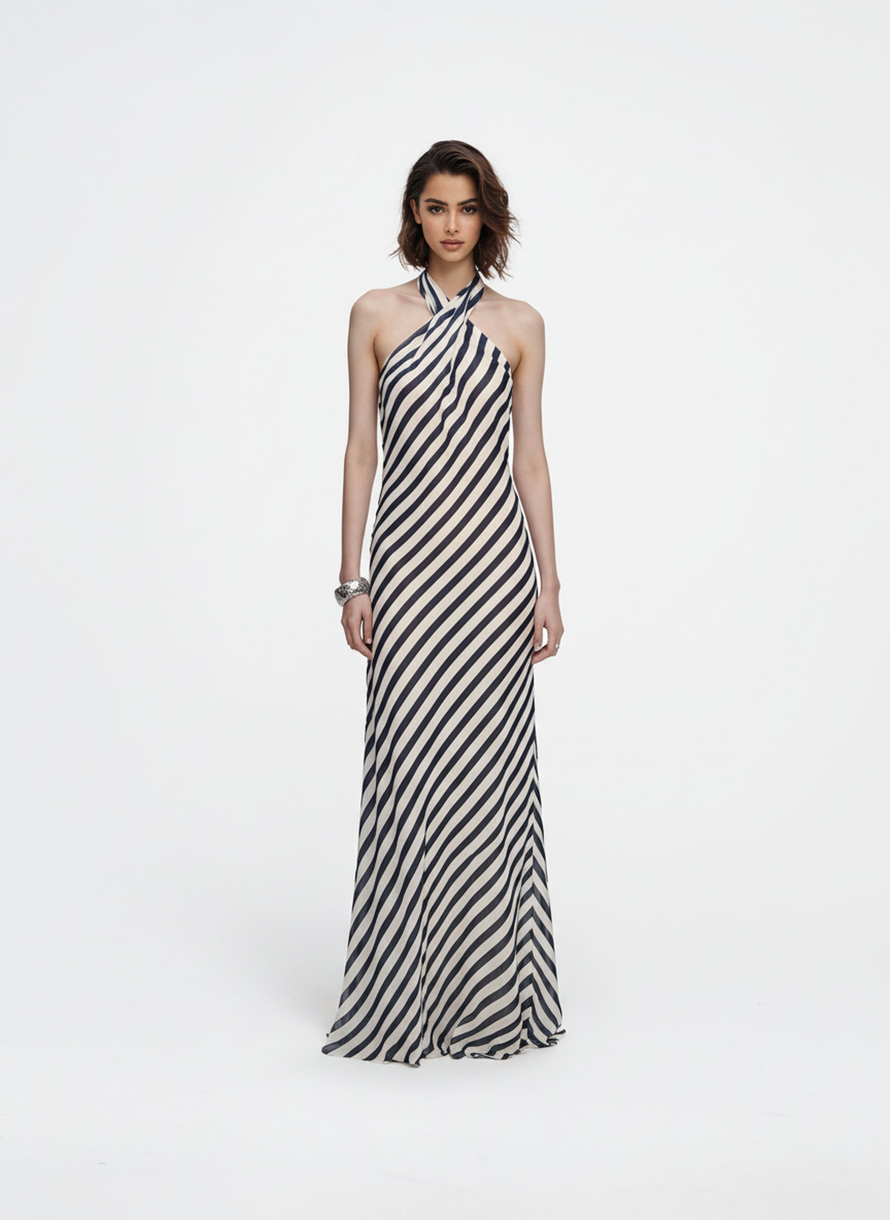 V&LOVE Striped Halter Dress — view 8