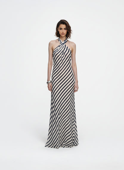 V&LOVE Striped Halter Dress — view 8