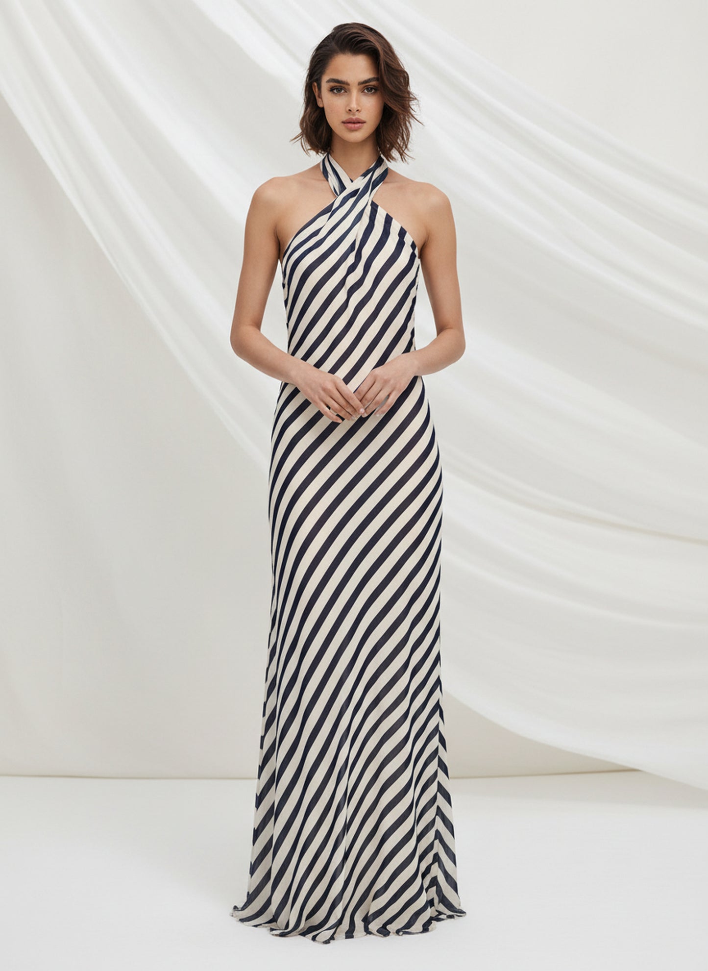 V&LOVE Striped Halter Dress — view 10
