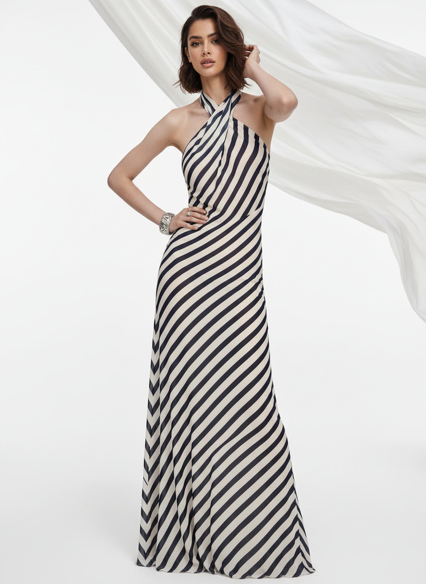 V&LOVE Striped Halter Dress — view 11