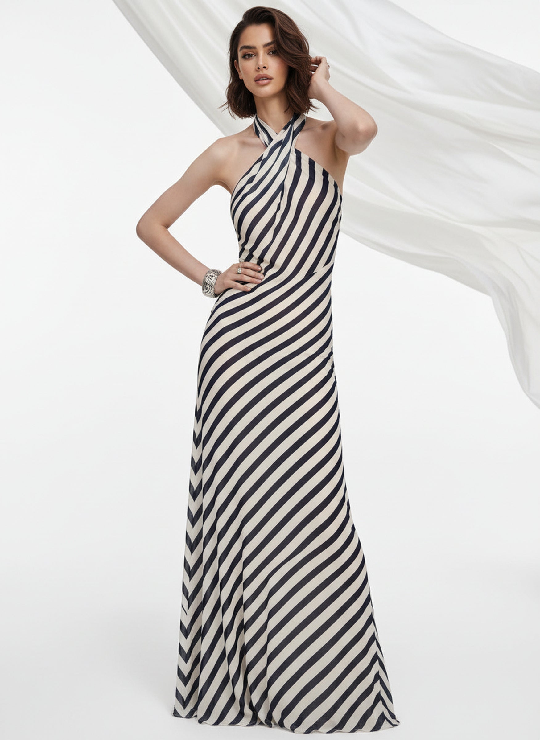 V&LOVE Striped Halter Dress — view 11